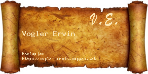 Vogler Ervin névjegykártya